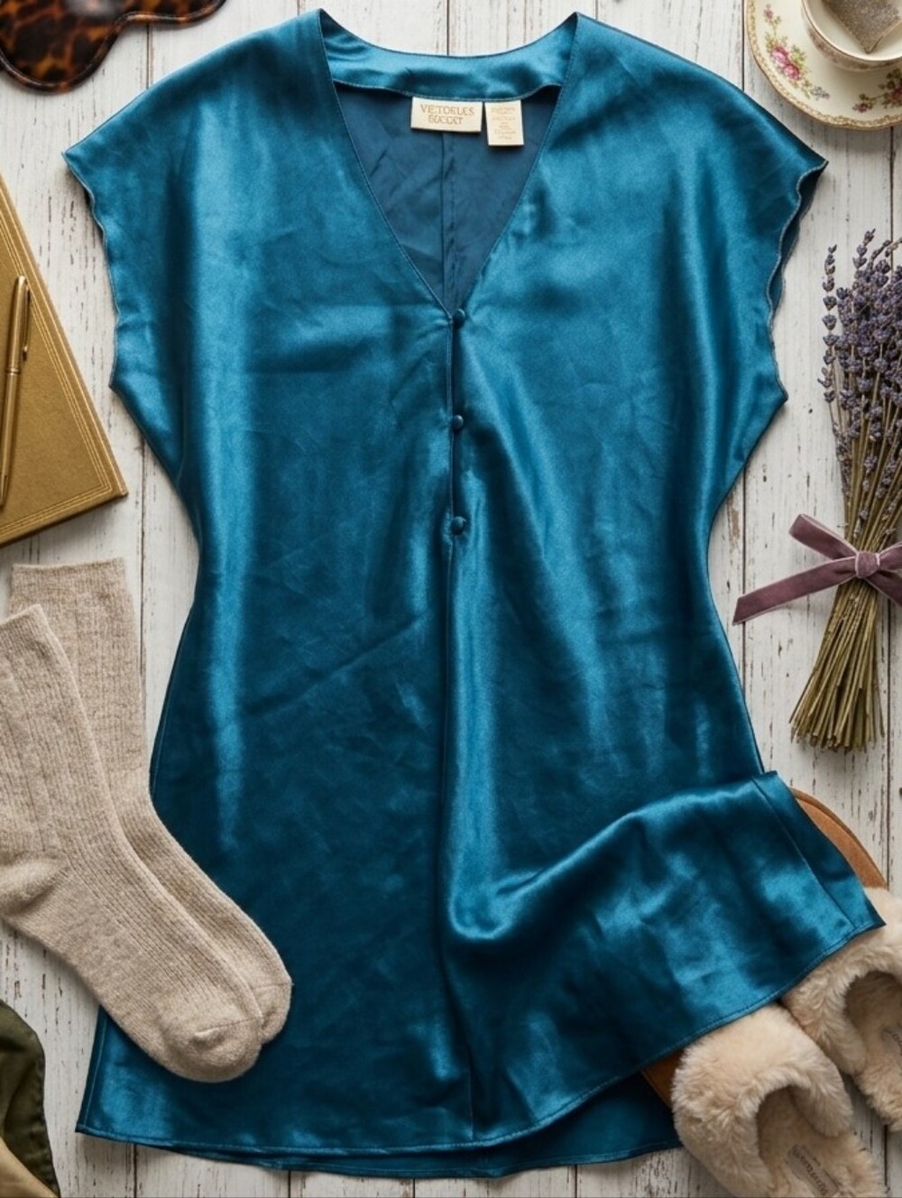 Victoria's Secret Teal Satin Sleep Tunic